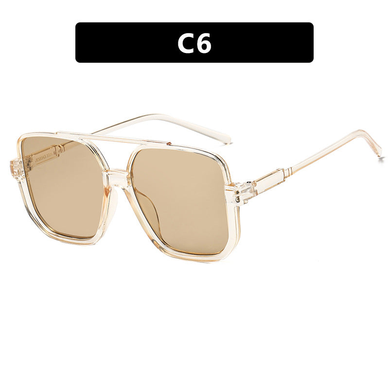 Women's square sunglasses with transparent frame and green tinted lenses Kalsten