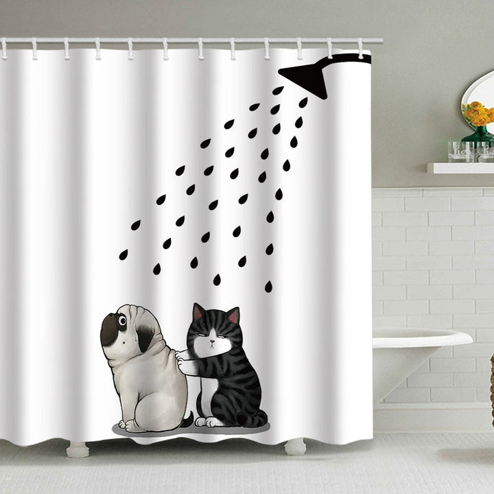 Artistic Dog Illustration Shower Curtain Kalsten