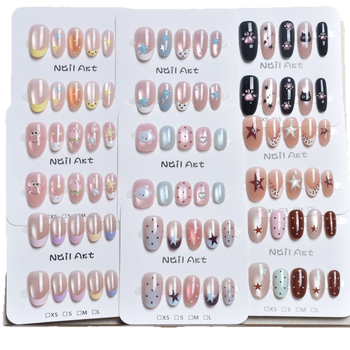 Artistic Star-Embellished Press-On Nail Set Kalsten