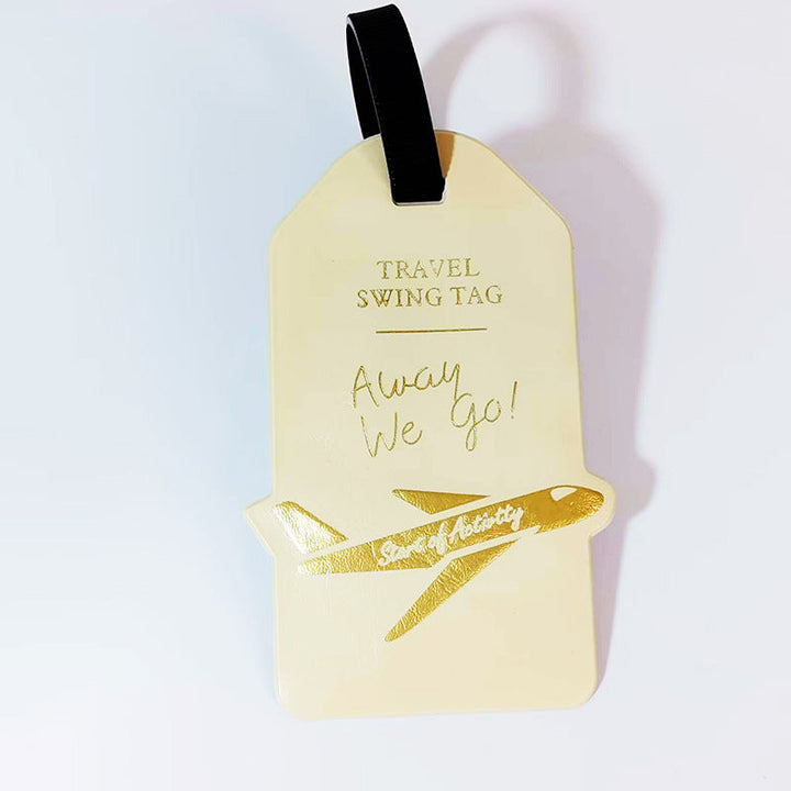 premium travel luggage tag with embossed airplane motif Kalsten