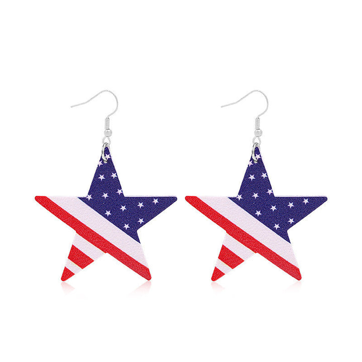 Women's lightweight drop earrings with stars-and-stripes design made of vegan leather Kalsten