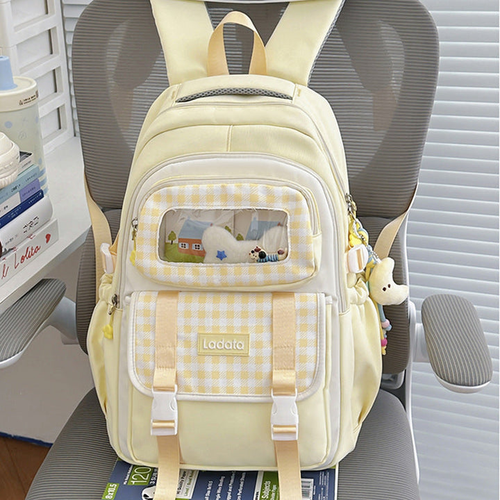 Multi-Compartment Stylish Transparent Panel School Backpack