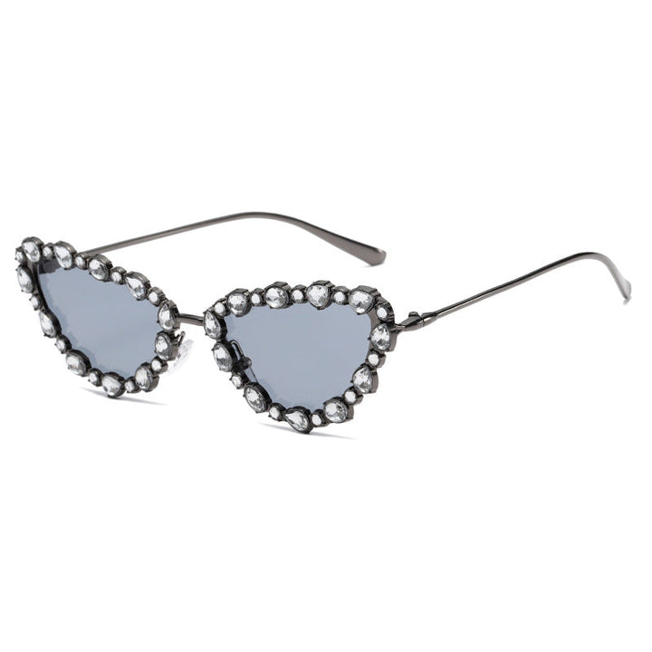 Women's Heart-Shaped Designer Sunglasses with Glamorous Crystal Frame Kalsten
