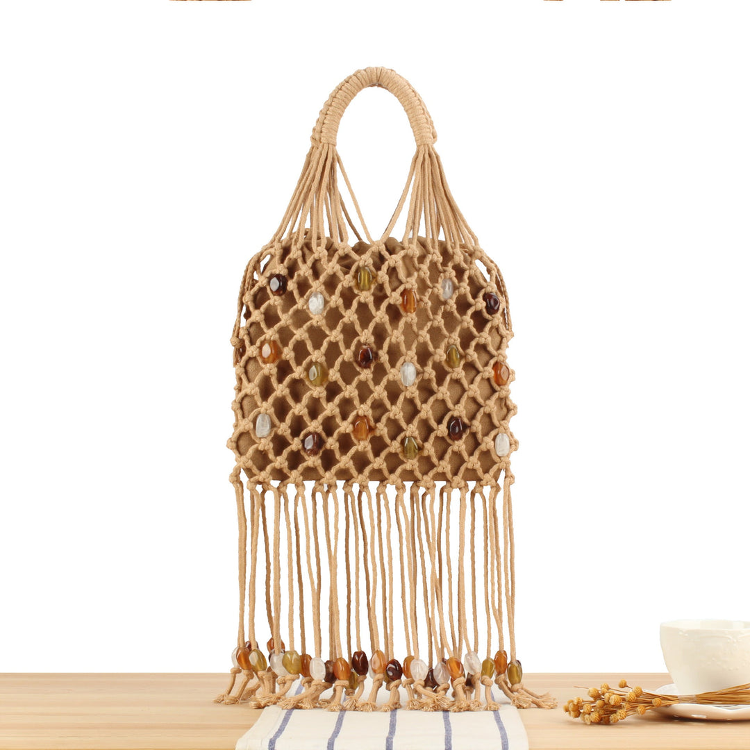 Macrame Tote Bag with Unique Bead Decoration Kalsten