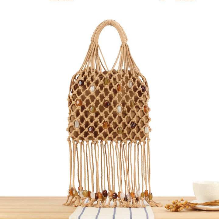Macrame Tote Bag with Unique Bead Decoration Kalsten