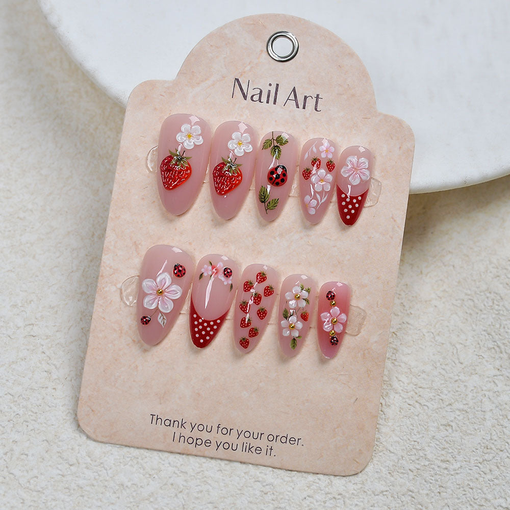 Whimsical Strawberry-Themed Press-On Nails Kalsten