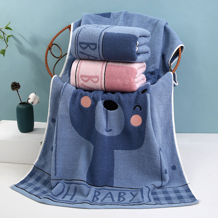 Cozy Terry Bath Towel With Cute Bear Motif Kalsten