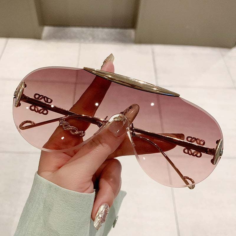Women elegant oversized sunglasses with stylish transparent frame Kalsten