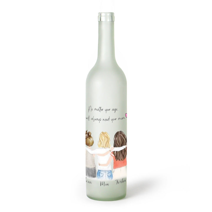 Decorative Frosted Glass Bottle Vase With Fashion Collage Decal
