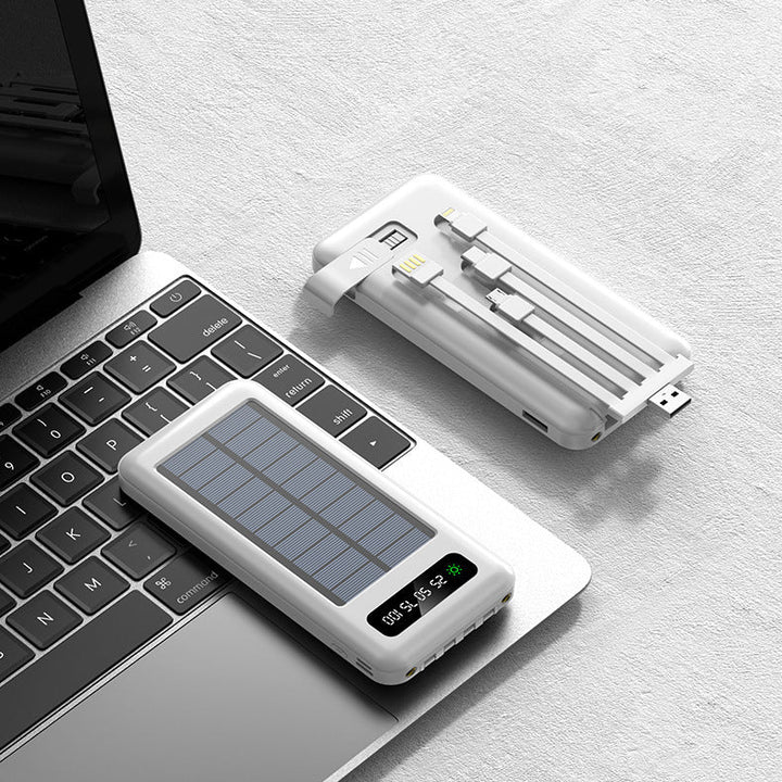 Portable solar power bank with integrated multifunction charging cable and digital display Kalsten
