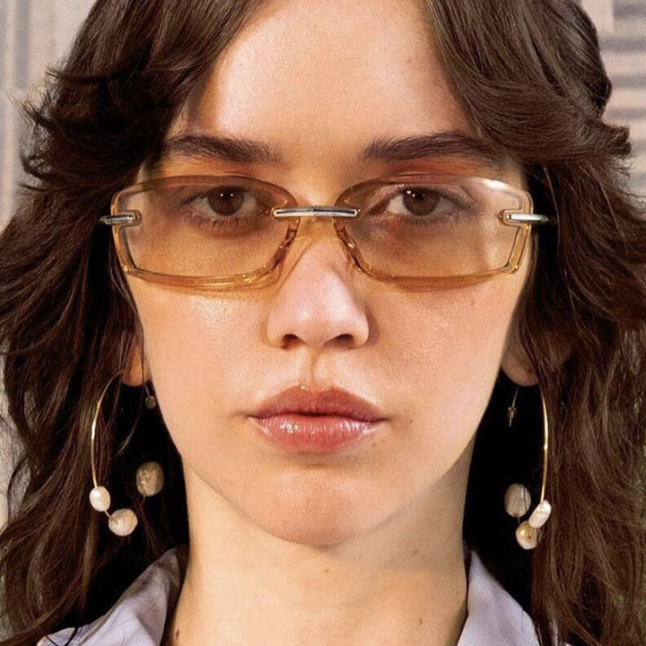 Women's fashionable sunglasses in futuristic design and transparent frame Kalsten