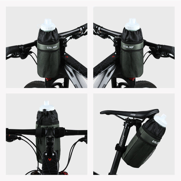 insulated bike bottle holder with adjustable Velcro straps and mesh pocket Kalsten