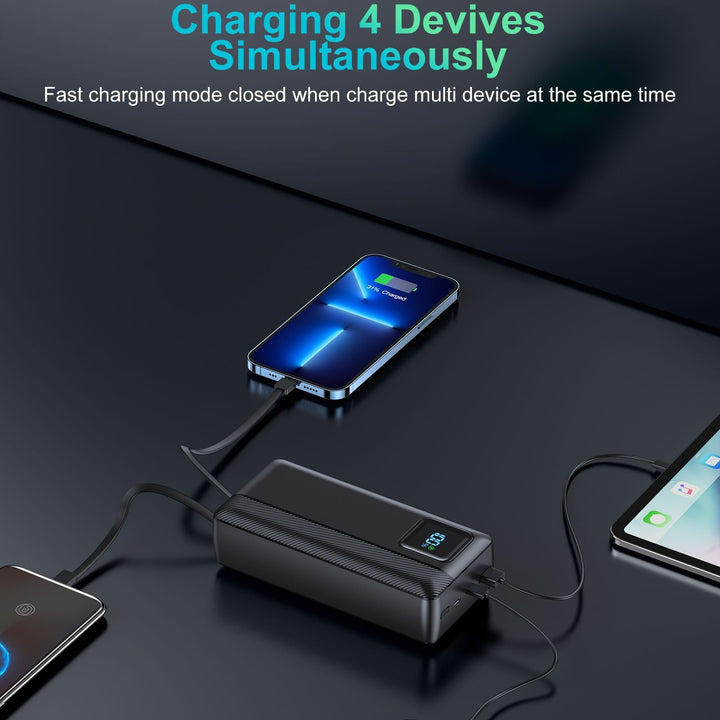 Powerbank with Integrated Charging Cables and Digital Display Kalsten