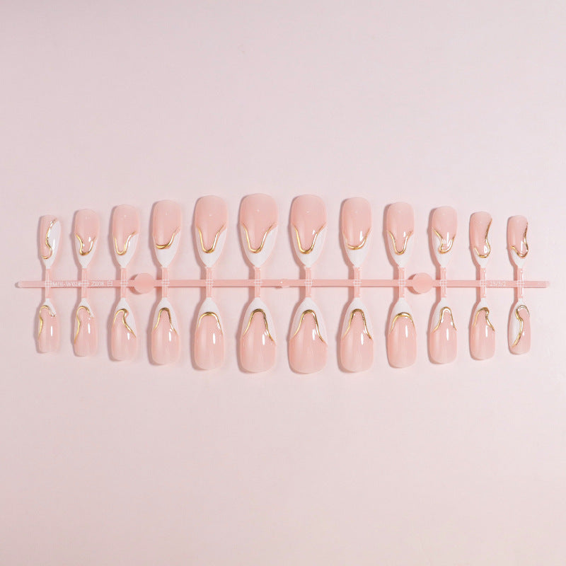 DIY Press-On Nail Set with Elegant Gold Accents Kalsten