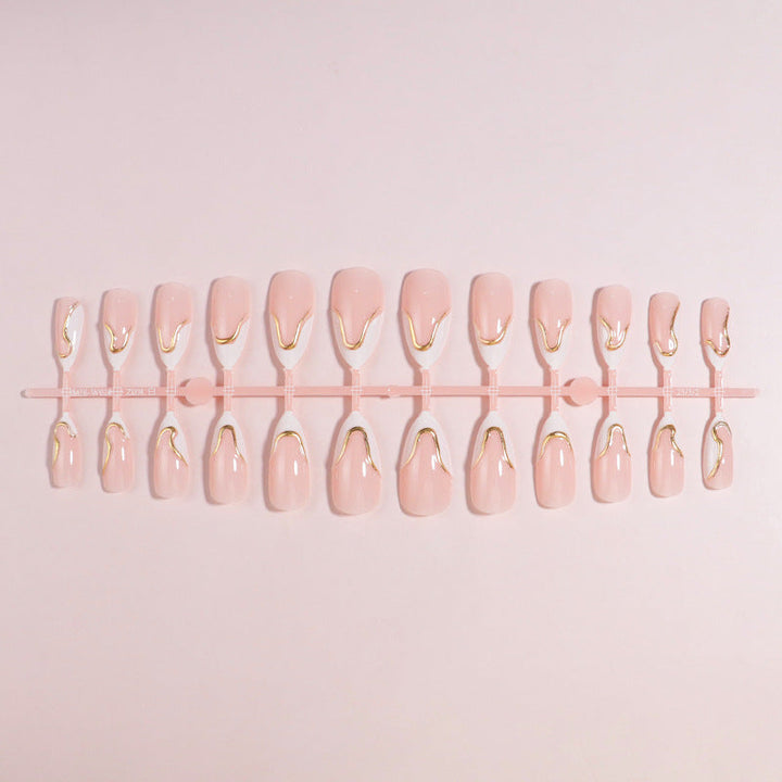 DIY Press-On Nail Set with Elegant Gold Accents Kalsten