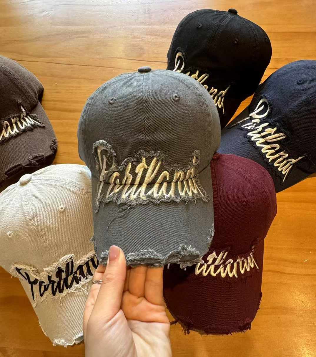 Unisex Distressed Denim Baseball Cap Kalsten