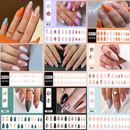 Artificial Nail Set with Glamorous Marbled Design Acalora