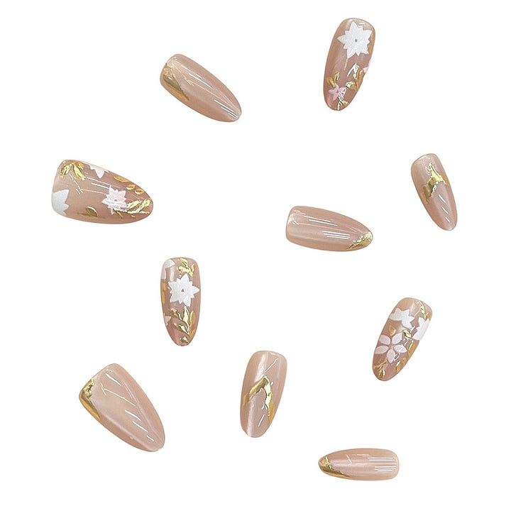 Floral Embellished Press-On Nail Design Kalsten