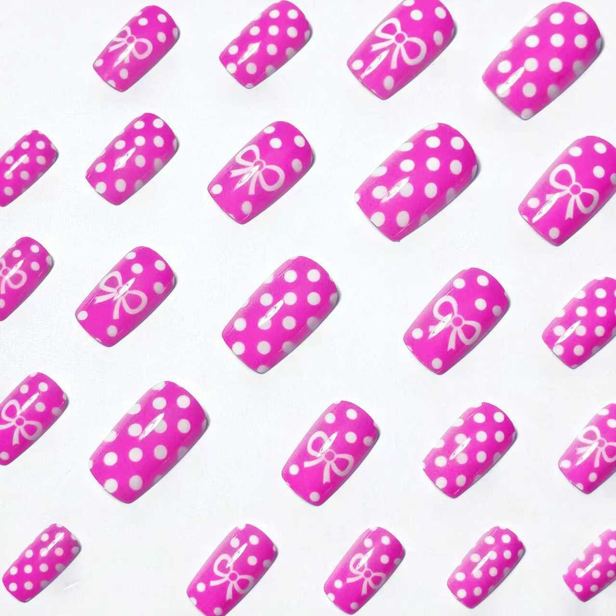 Stylish Polka Dot and Bow Nail Art Acalora