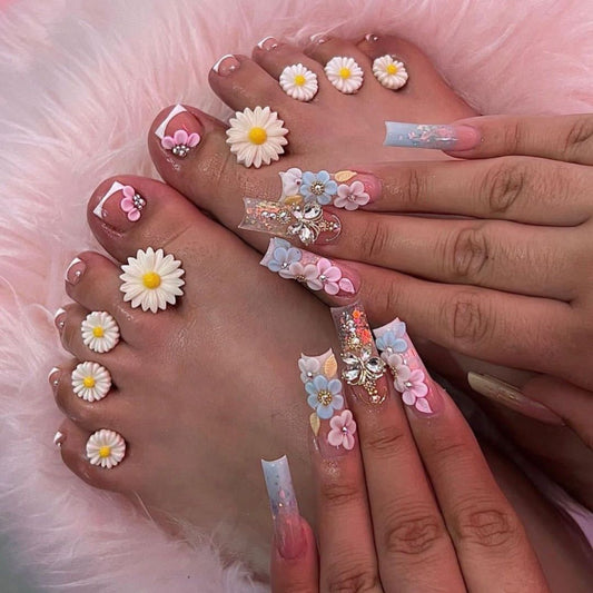 Floral 3D Press-On Nail Art Set Acalora