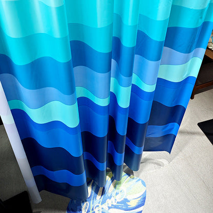 Gradient Wave Pattern Shower Curtain