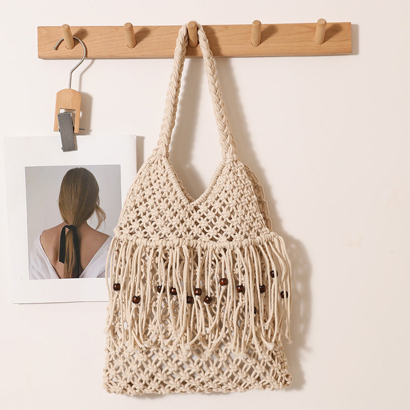 Crocheted beach bag with fringe details Kalsten