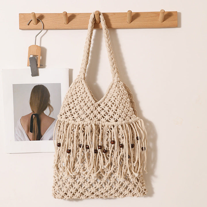 Crocheted beach bag with fringe details Kalsten
