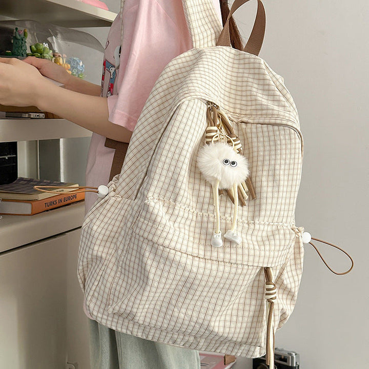 Casual Grid Patterned School Backpack Kalsten