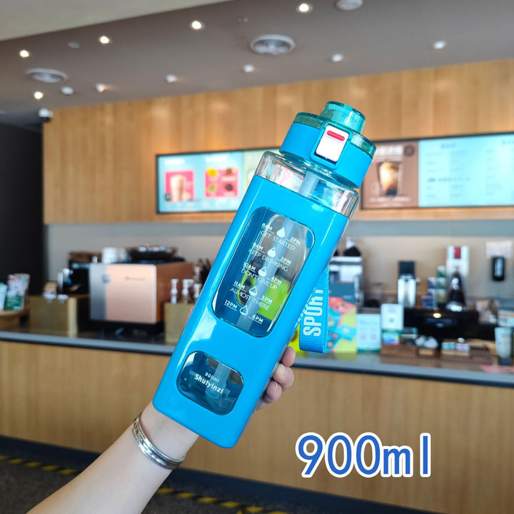 Women's water bottle with integrated time markers and straw Kalsten