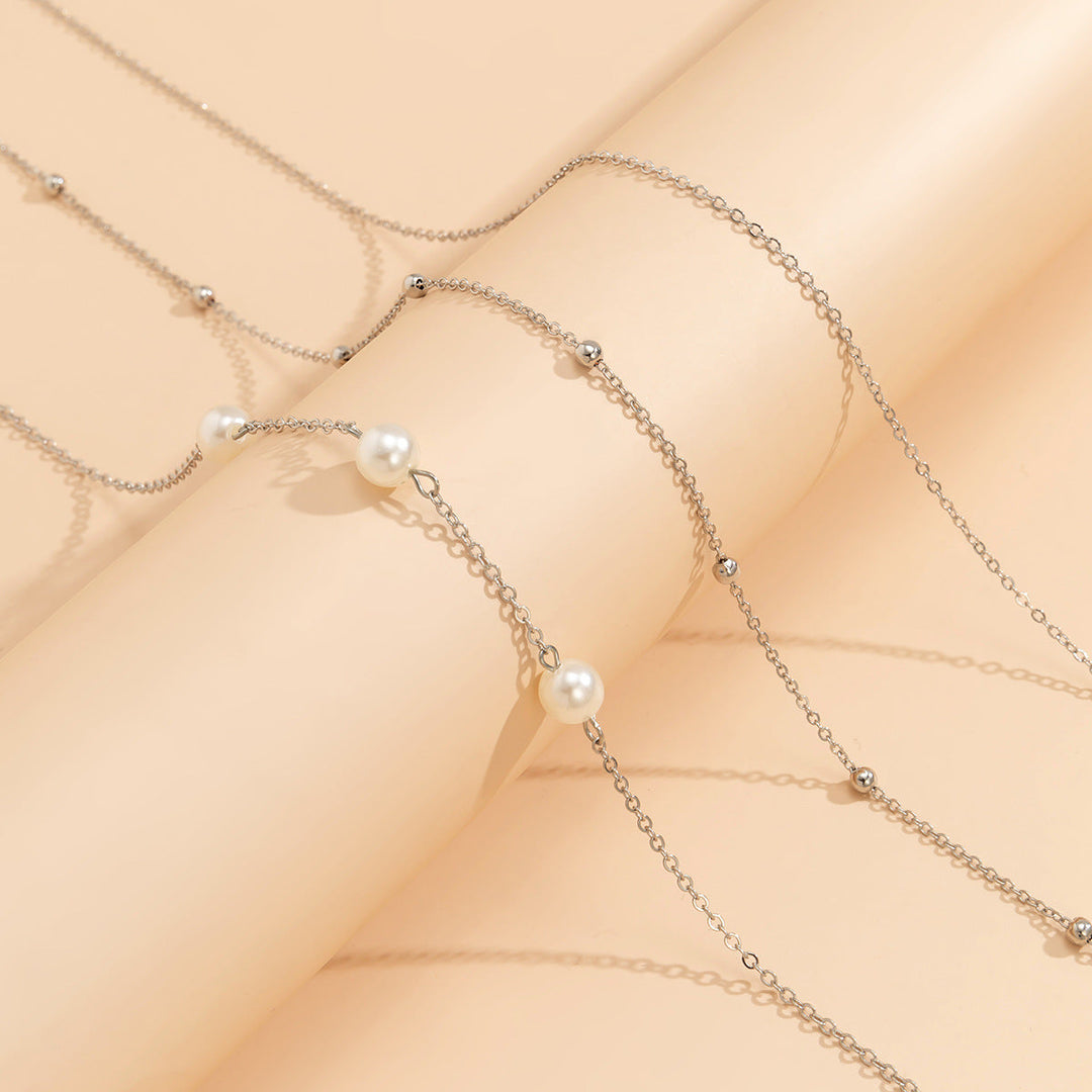 Layered Pearl Beaded Necklace Kalsten