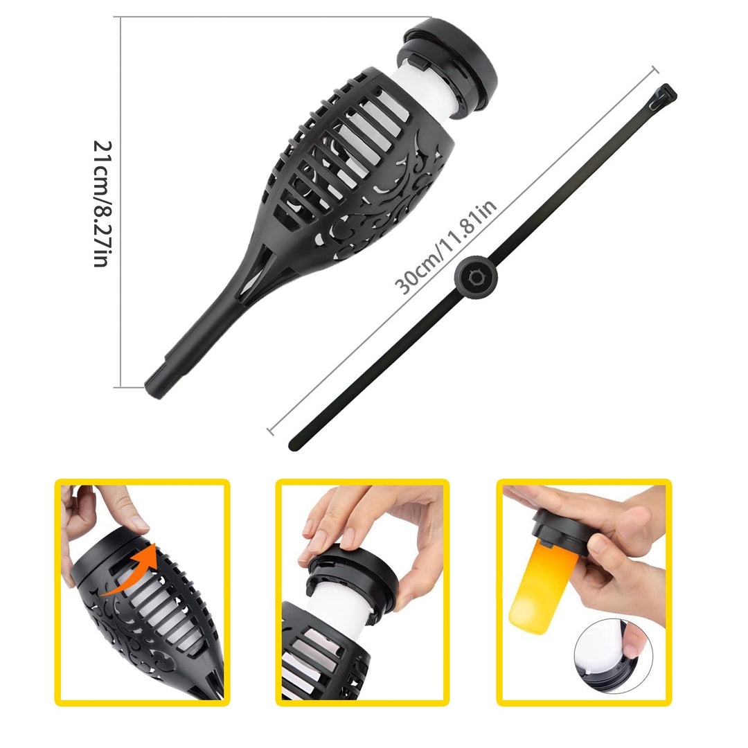 Realistic Animated Flame Solar Garden Torch Stake And Railing Clip Lights Kalsten