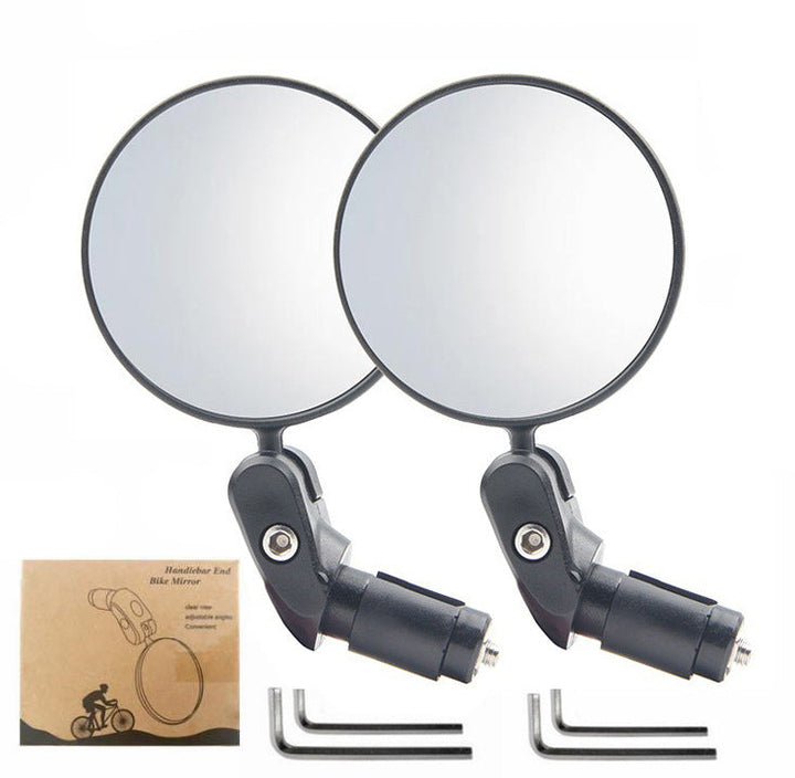 Compact Handlebar End Bike Mirror Pair with Full Rotation Swivel and Wide Angle Glass Kalsten