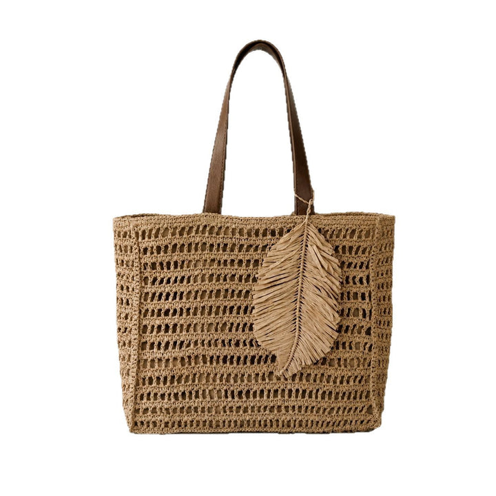 Macramé Beach Bag with Leather Accents Kalsten