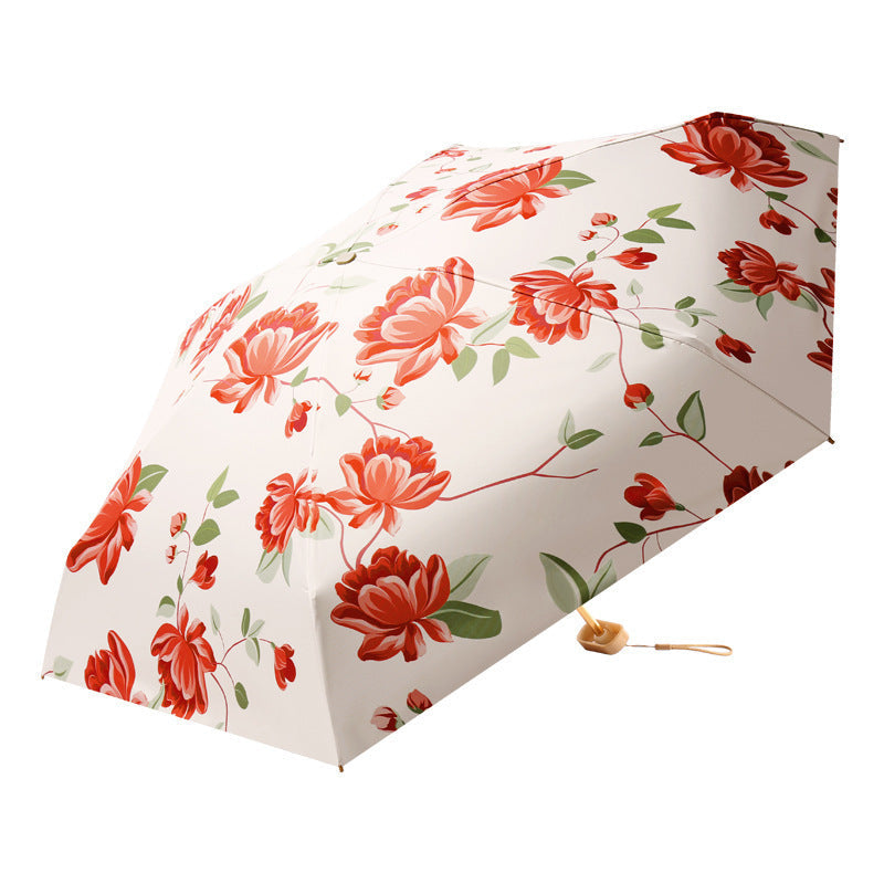 Ladies Folding Umbrella with Colorful Flower Pattern Kalsten