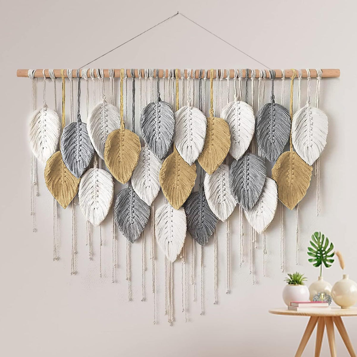 Macrame Leaf Wall Hanging Tapestry Acalora