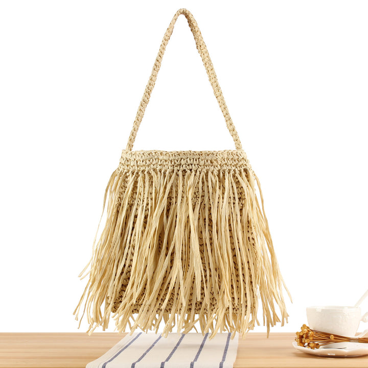 Braided summer handbag with fringed design Kalsten