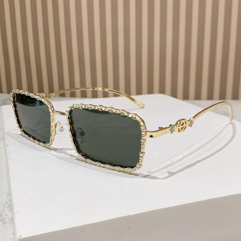 Women's elegant square sunglasses with luxurious rhinestone frame Kalsten