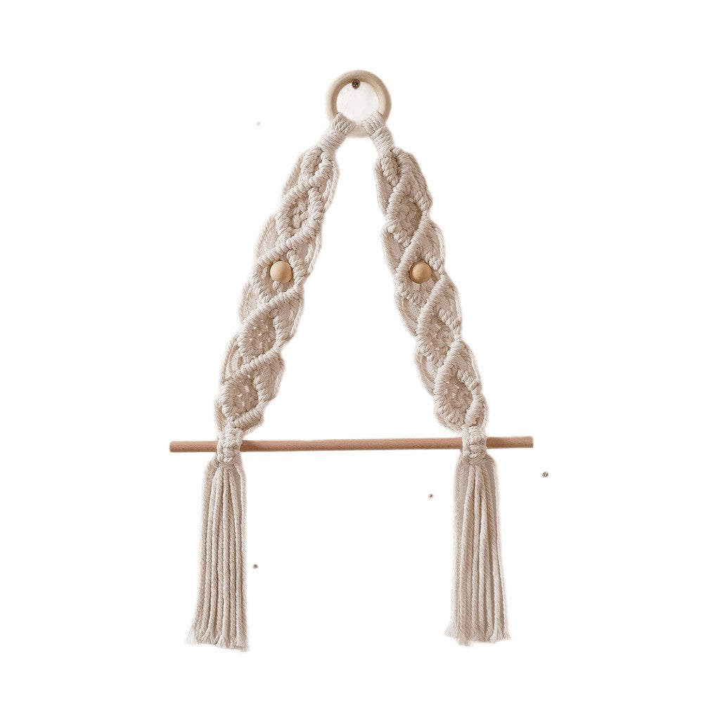 Macrame Hanging Plant Holder with Wooden Rod Acalora