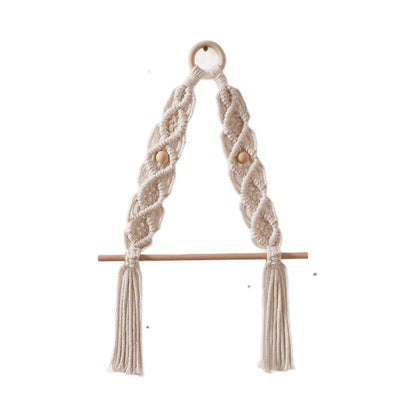 Macrame Hanging Plant Holder with Wooden Rod Acalora