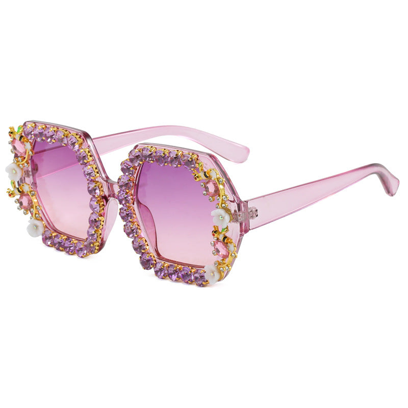 Women's extravagant hexagon sunglasses with crystal embellishment Kalsten