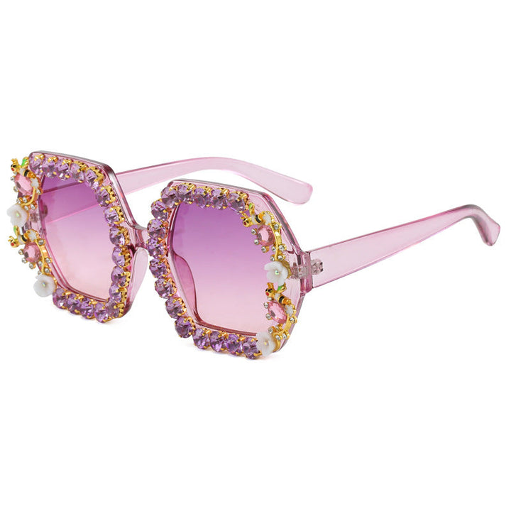 Women's extravagant hexagon sunglasses with crystal embellishment Kalsten