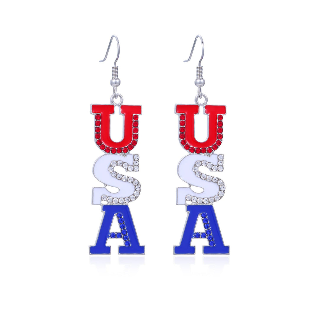 Women's star-shaped enamel earrings with USA flag motif and gold-plated fish Kalsten