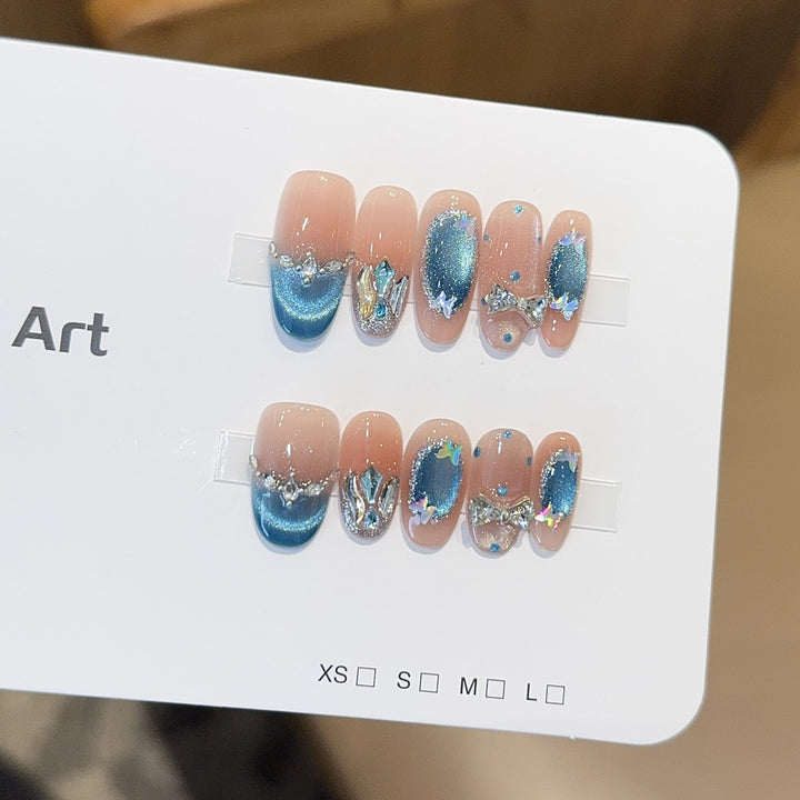Artificial nail tips with glitter and watercolor effect Kalsten