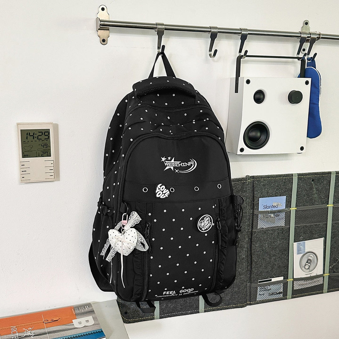 Stylish Polka Dot School Backpack