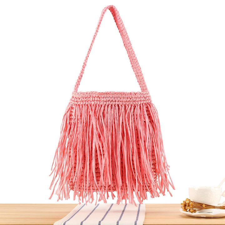 Braided summer handbag with fringed design Kalsten