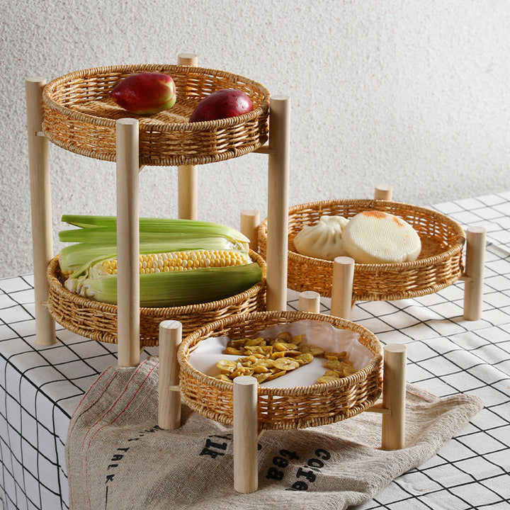 Unisex Round Storage Bowl with Wooden Legs Kalsten