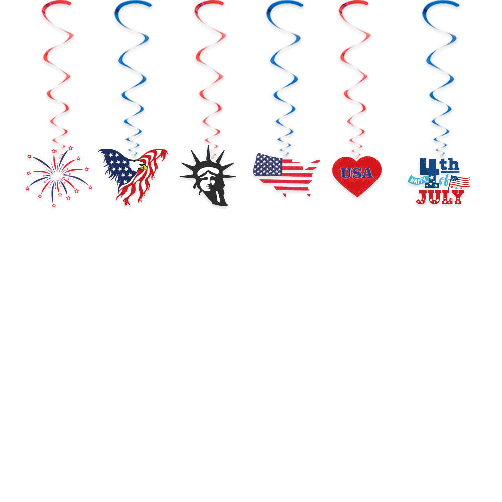 Unisex nan multi-piece hanging spiral garlands with patriotic USA cardboard pendants for party decoration Kalsten