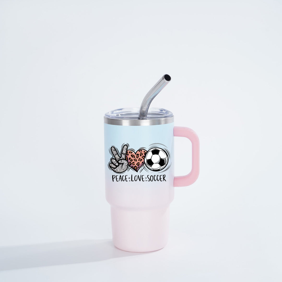 Insulated Stainless Steel Travel Mug With Ergonomic Handle Spill-Resistant Lid And Reusable Bent Metal Straw