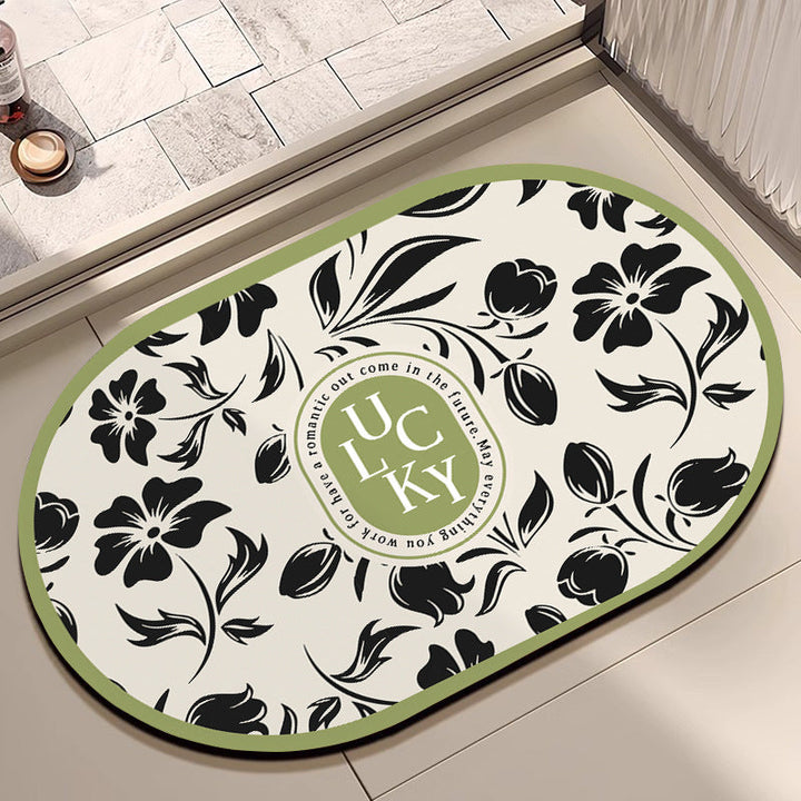 Oval Floral Bath Mat Kalsten