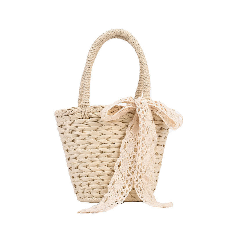 Handmade basket bag with lace accent Kalsten